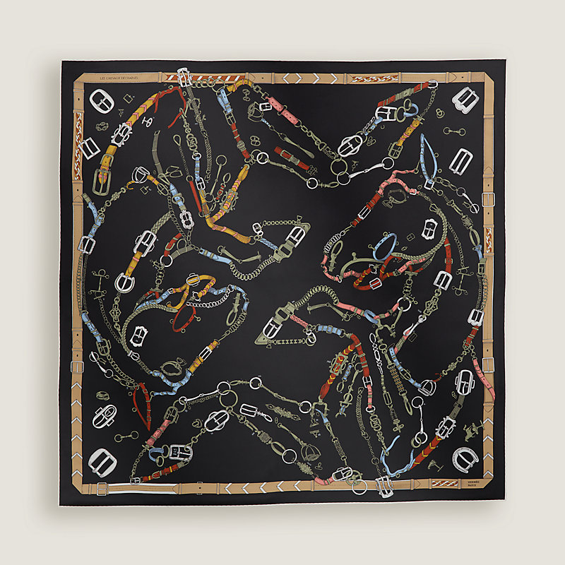 【気品あふれる】HERMES ショール 140 Chevaux Dechaines noir Les Chevaux Dechaines scarf 90 | Hermès USA